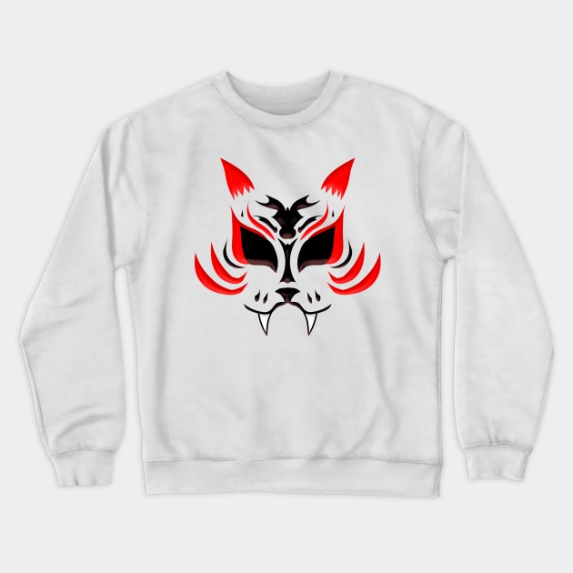 Kitsune Face - Red Crewneck Sweatshirt by ChrisOConnell